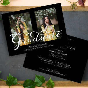 Invitation Calligraphie moderne simple et chic 2 photos de re