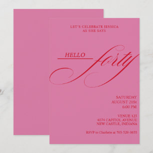 Invitation Calligraphie Moderne Simple Quarantième Fête d'ann