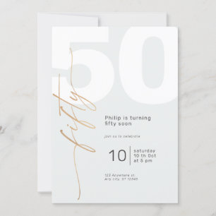 Invitation Calligraphie Neutre Or Élégante Anniversaire