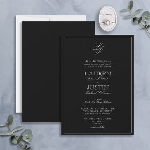 Invitation Calligraphie noir et blanc classique Mariage de mo