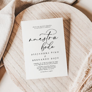 Invitation Calligraphie noir et blanc Nuestra Boda Mariage