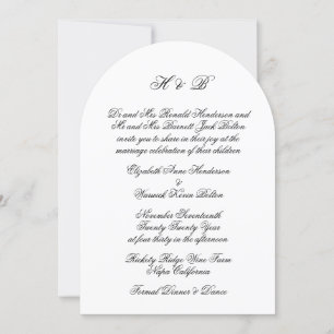 Invitation Calligraphie officielle Arche de Mariage noir blan