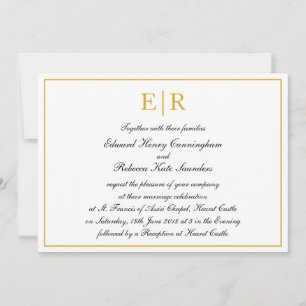 Invitation Calligraphie officielle Monogramme d'or Mariage ro