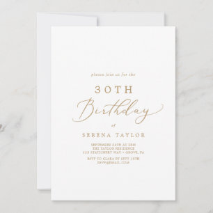 Invitation Calligraphie Or Delicate 30e anniversaire