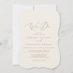 Invitation Calligraphie Or Délicate Cream We Do Mariage