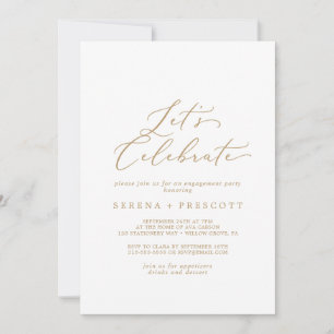 Invitation Calligraphie Or Delicate Fêtons