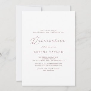 Invitation Calligraphie or Rose Delicate Quinceañera
