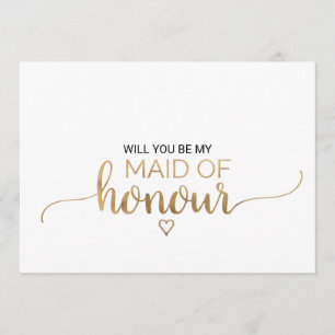 Invitation Calligraphie Or Simple Maid Of Honor Proposition