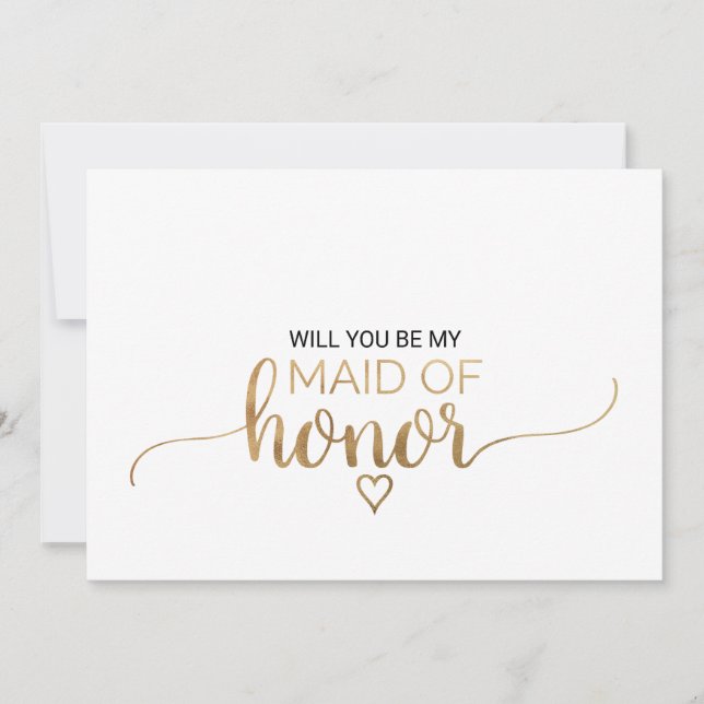 Invitation Calligraphie Or Simple Maid Of Honor Proposition (Devant)