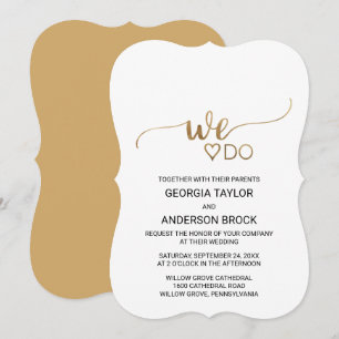 Invitation Calligraphie Or Simple "We Do" Mariage