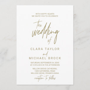 Invitation Calligraphie Or Whimsical Le Mariage De