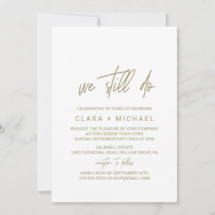 Invitation Calligraphie Or Whimsical Renouvellement Vow