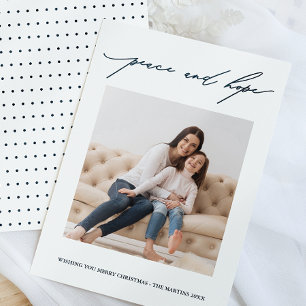 Invitation Calligraphie Paix et Espoir Vacances Bleu et Blanc