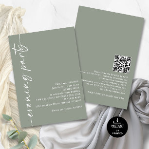 Invitation Calligraphie QR Sage Mariage Soirée invités
