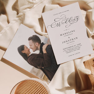Invitation Calligraphie romantique glamour Mariage photo