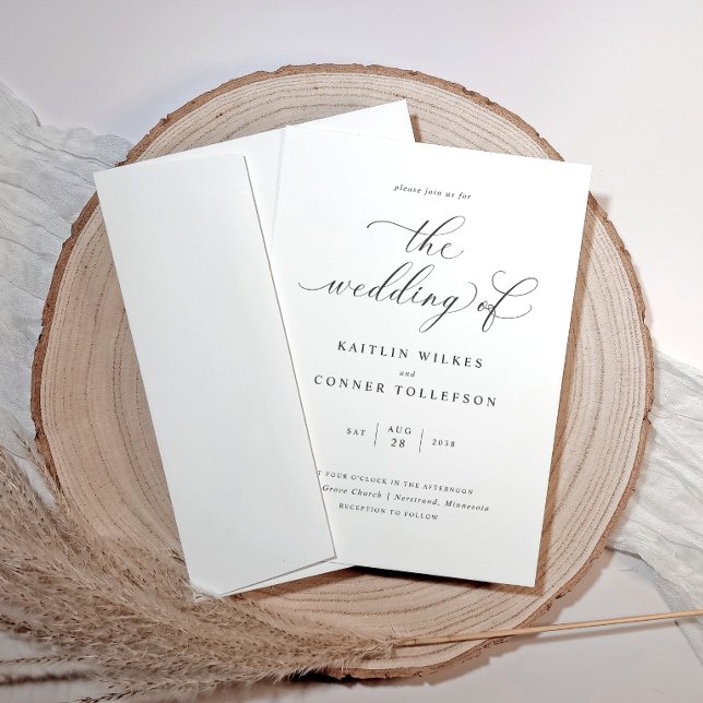 Invitation Calligraphie romantique Mariage de luxe (Elegant romantic modern wedding invitations with calligraphy script.)