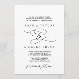 Invitation Calligraphie romantique   Mariage officiel floriss