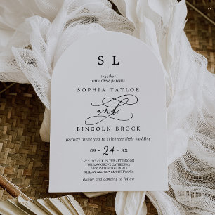 Invitation Calligraphie romantique Monogramme Boho Arch Maria