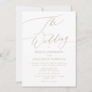 Invitation Calligraphie rose moderne Mariage simple