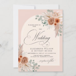 Invitation Calligraphie rustique Boho Terracotta Pampas Maria