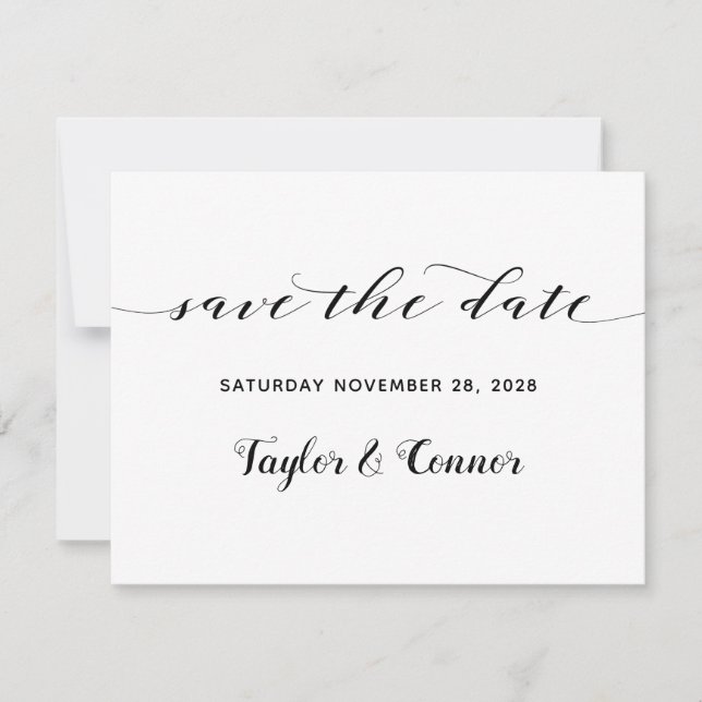 Invitation Calligraphie Rustique Mariage Enregistrer La Date (Devant)