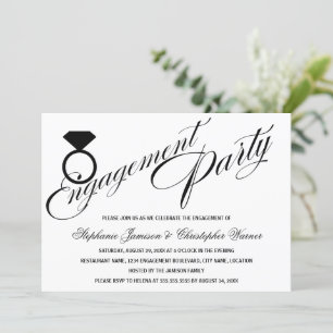 Invitation Calligraphie Script Diamond Ring Engagement Party