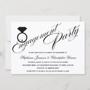 Invitation Calligraphie Script Diamond Ring Engagement Party