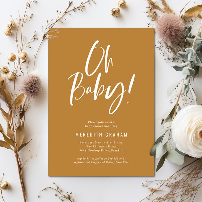 Invitation Calligraphie simple Baby shower neutre entre les s (Créateur téléchargé)