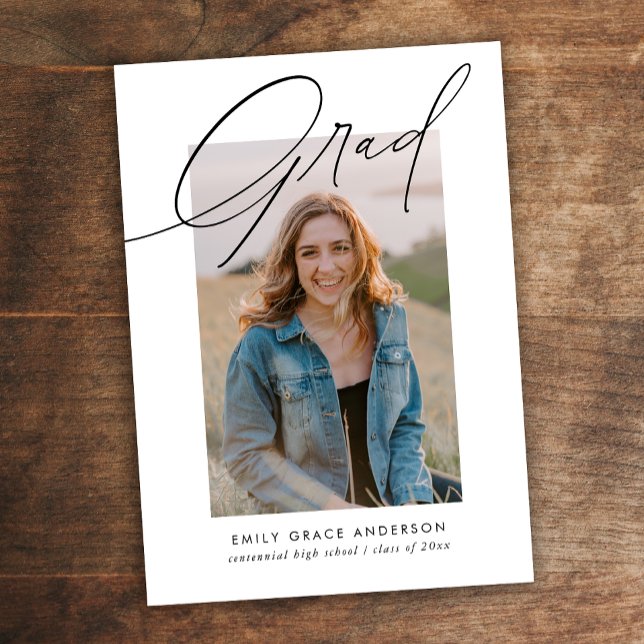 Invitation Calligraphie simple et tendance Trois diplômes pho (Créateur téléchargé)