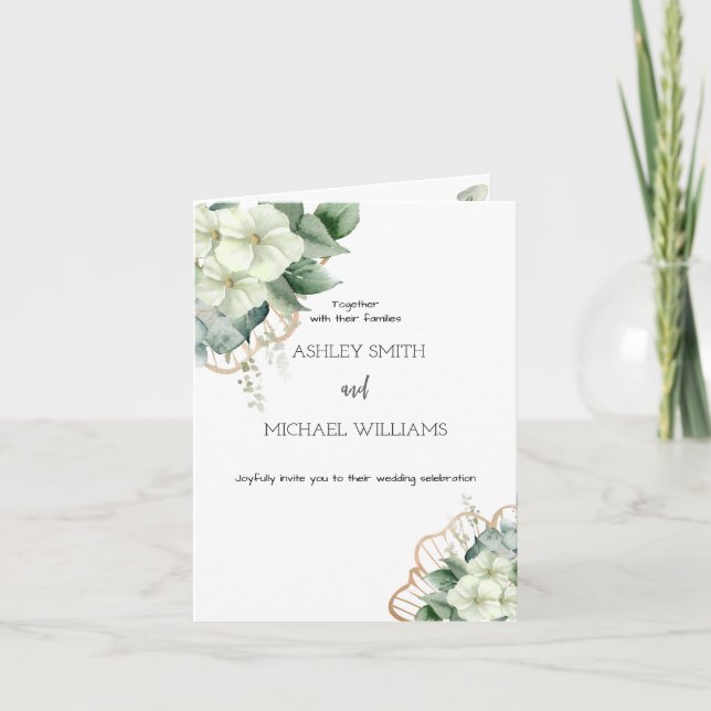Invitation Calligraphie simple Verdure rustique Mariage flora (Devant)