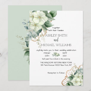 Invitation Calligraphie simple Verdure rustique Mariage flora