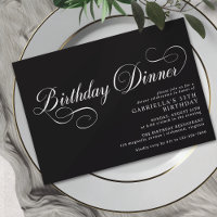 Calligraphie vintage Élégante Noire Dîner d'annive