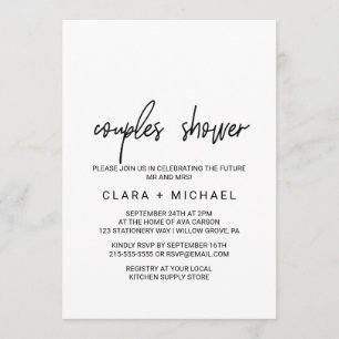 Invitation Calligraphie Whimsical Couples Douche
