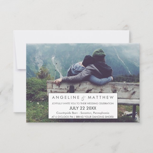 Invitation Calligraphie Whimsical | Faded Photo Le Mariage De (Devant)