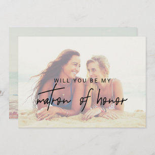 Invitation Calligraphie Whimsical Faded Photo Matron D'Honneu