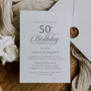 Invitation calligraphiée Chic Classique pour 50e a