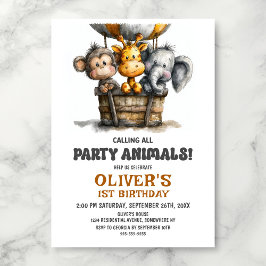 Invitation Calling all Party Animals 1st Birthday Party