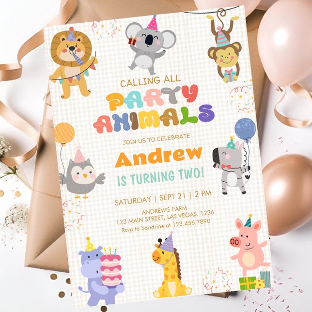Invitation Calling All Party Animals Birthday (Créateur téléchargé)