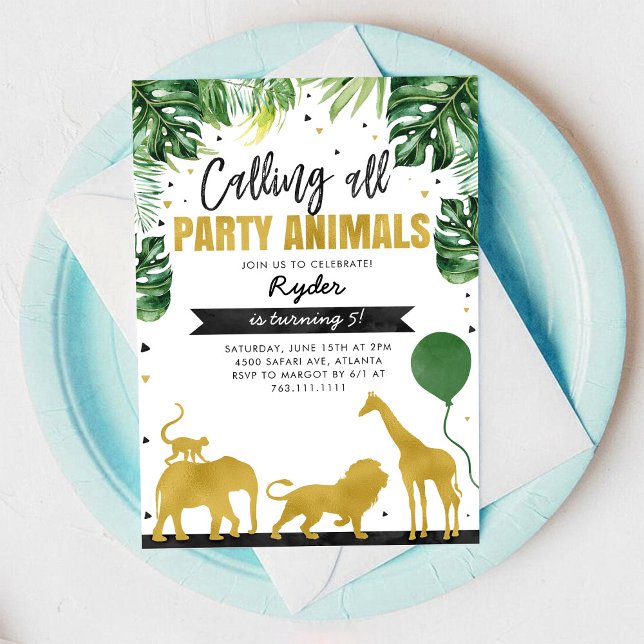 Invitation Calling All Party Animals Safari Birthday  (Créateur téléchargé)