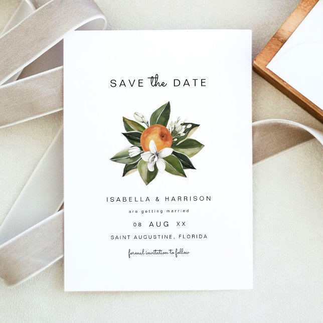 Invitation Calliope - Aquarelle Orange Blossoms Date de sauve (Créateur téléchargé)