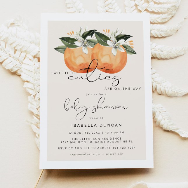Invitation CALLIOPE Deux Petites Cuties Twin Orange Baby show (Créateur téléchargé)