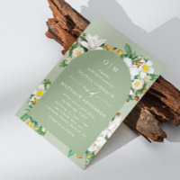 Camélia vintage. Mariage vert sauge floral QR