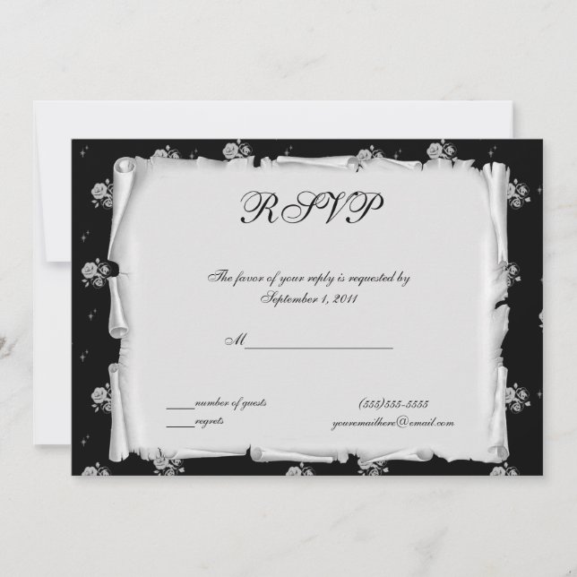 Invitation Cameo de rose violette Steampunk Goth RSVP (Devant)