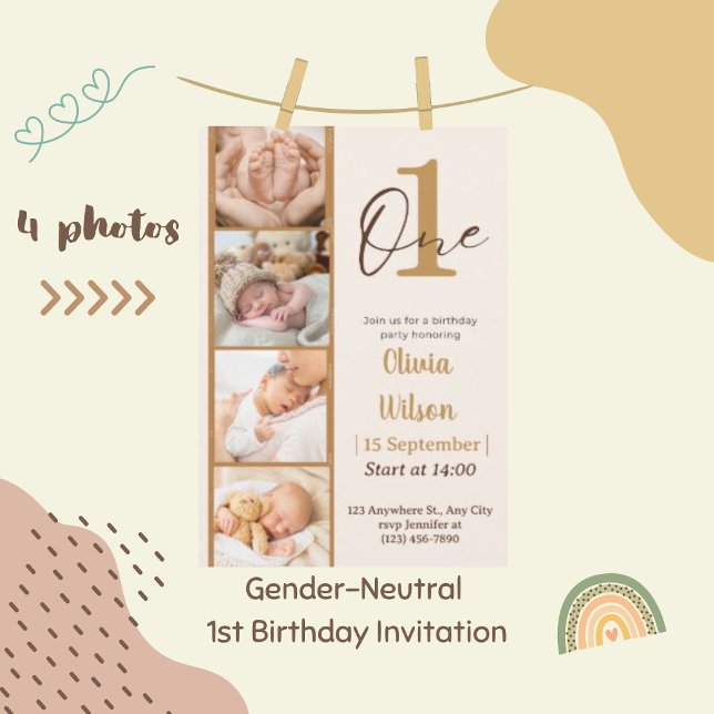Invitation Camera Film 4 Photos Premier anniversaire Invitati (Créateur téléchargé)