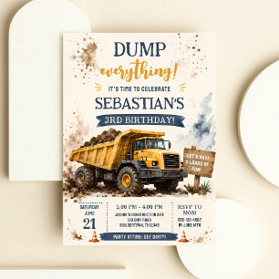 Invitation Camion à benne construction 3e anniversaire