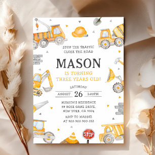 Invitation Camion à benne Construction 3e anniversaire