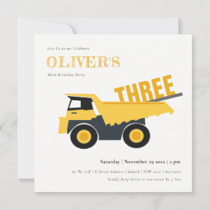 Invitation Camion à benne de chantier pour anniversaire d'enf