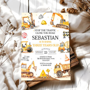 Invitation Camion à benne excavatrice de construction Anniver