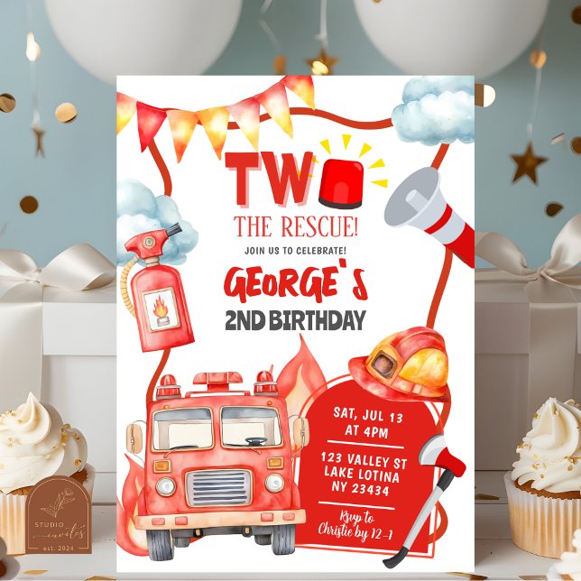 Invitation Camion à feu deux La Secourt 2e anniversaire de l' (Créateur téléchargé)