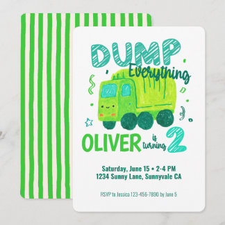 Invitation Camion à ordures Déverser tout Garçon d'anniversai
